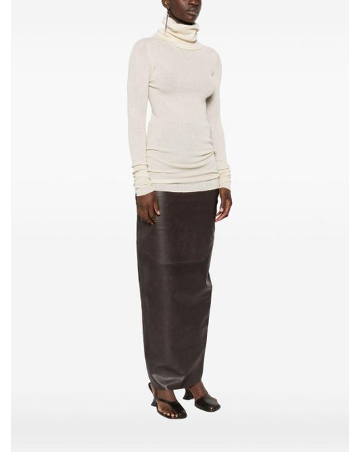 Rick Owens White Wollschildkrötenhalspullover