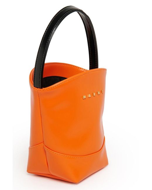 Marni Orange Kids Flower Basket Top Handle Shoulder Bag