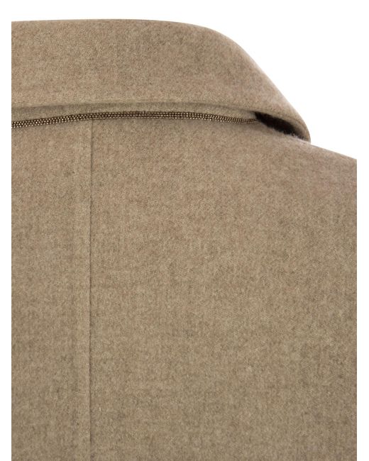 Brunello Cucinelli Natural Double-breasted Coat In Cashmere Cloth