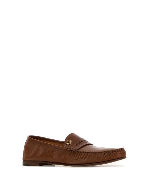 Versace Brown Caramel Leather Loafers