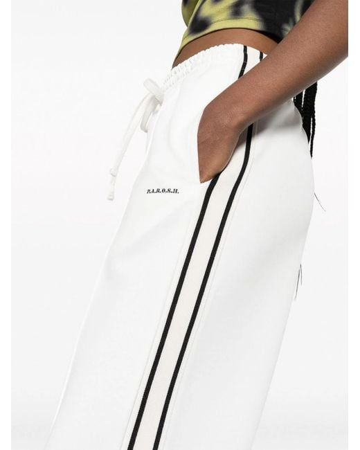 P.A.R.O.S.H. White Logo-Embroidered Striped Track Pants