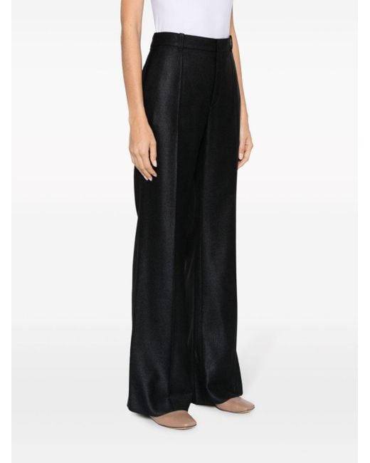 Chloé Black Wool And Silk Blend Flared Leg Trousers