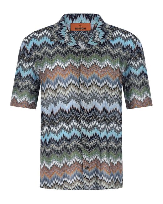 Missoni Chevron Slangenshirt in het Blue voor heren