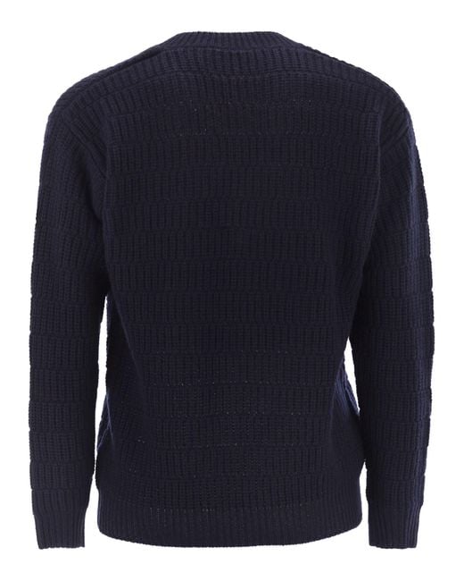 PT Torino Blue Wool Sweater With V-Neck for men