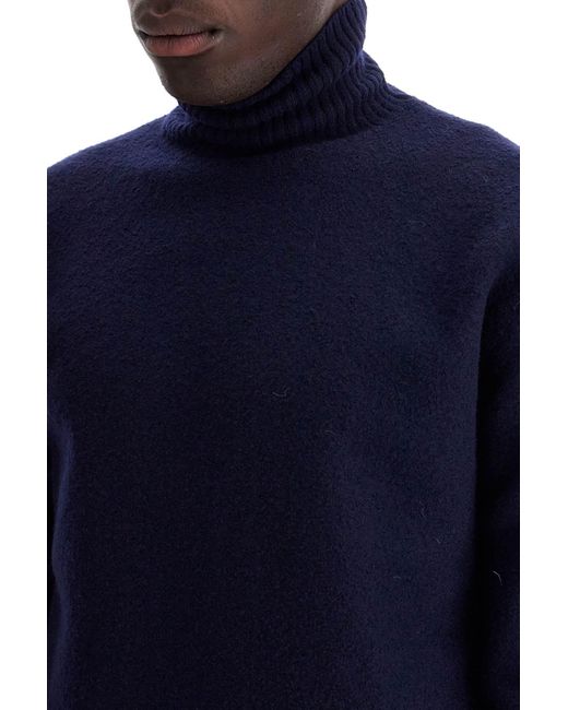 Jil Sander Blue High Neck Wool Pullover Sweater