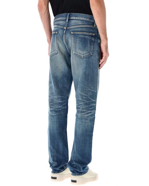 Fear Of God Blue Vintage Wash Straight Jeans for men