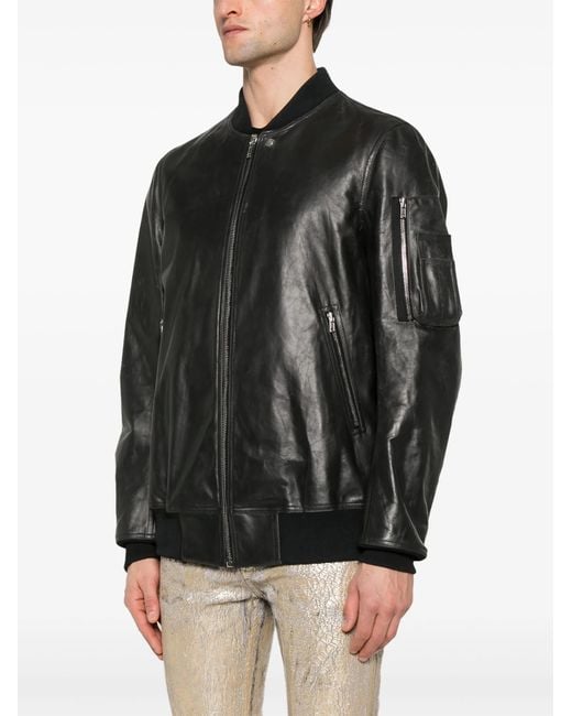 Rick Owens Black Classic Flight Leather Jacket