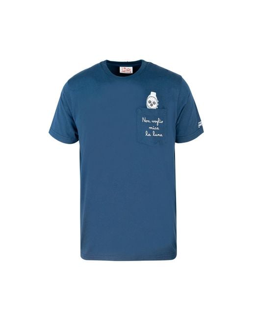 Mc2 Saint Barth Blue T Shirt Non Voglio Mica La Luna Blu for men