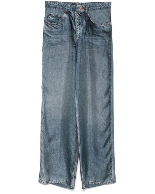 Pierre Louis Mascia Denim Print Zijden Broek in het Blue