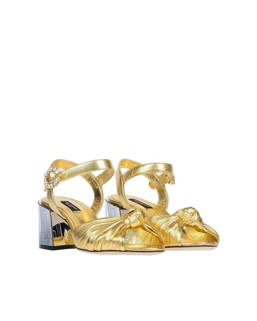 Dolce & Gabbana Metallic Keira Leather Sandals