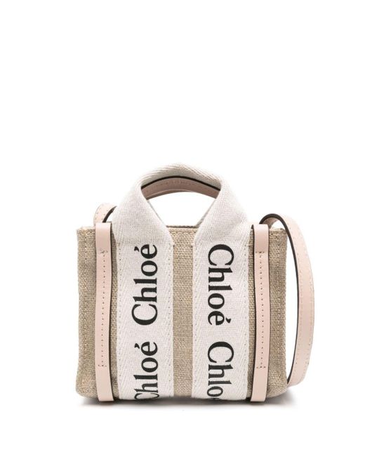 Chloé White Nano Woody Handtasche