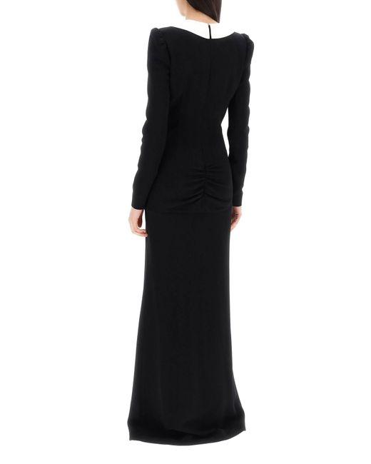 Alessandra Rich Maxi Cady -jurk Met Roze Applique in het Black