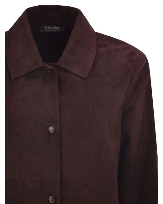 Max Mara Brown Smmgocce Suede Shirt With Silk Lining