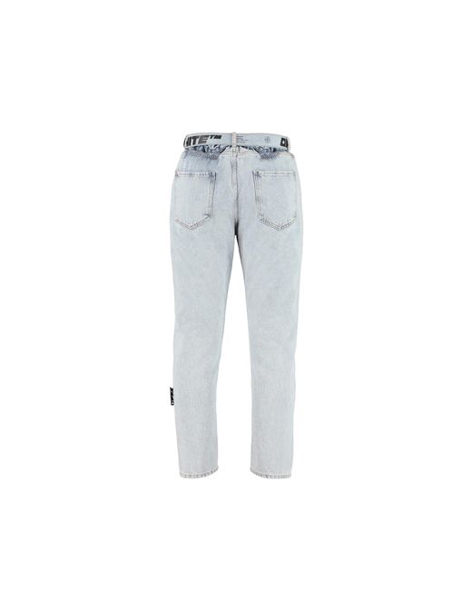 Off-White c/o Virgil Abloh Uit White Threed Denim Jeans in het Blue