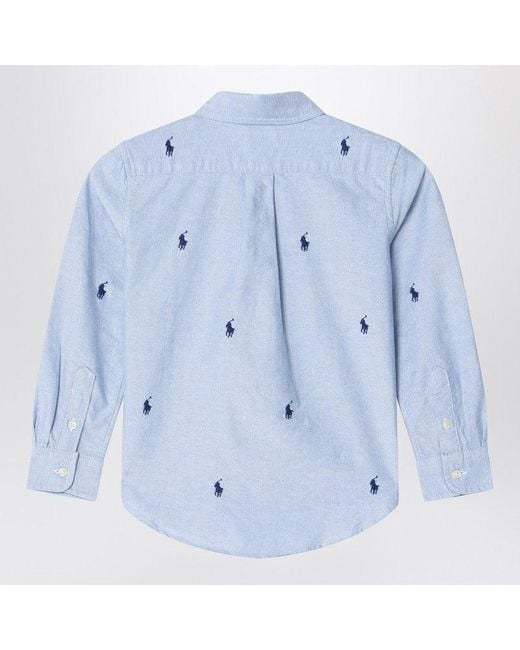 Polo Ralph Lauren Blue Light Button-Down Shirt With Logos for men