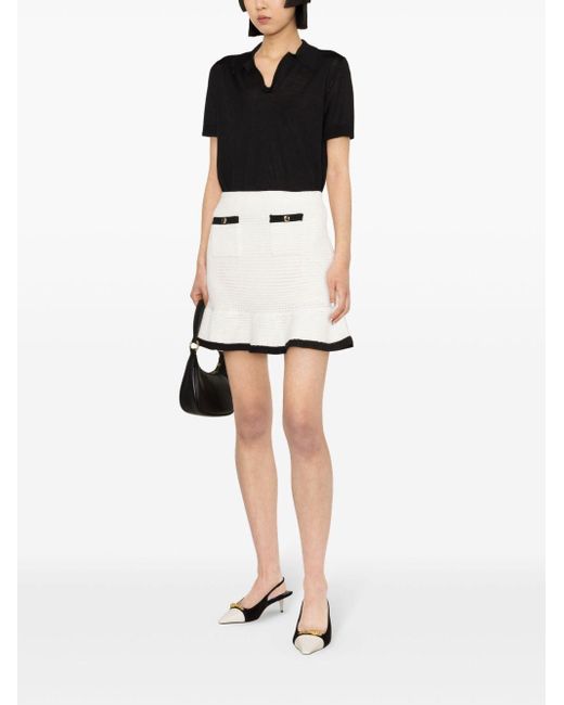 Self-Portrait White Crochet Mini Skirt