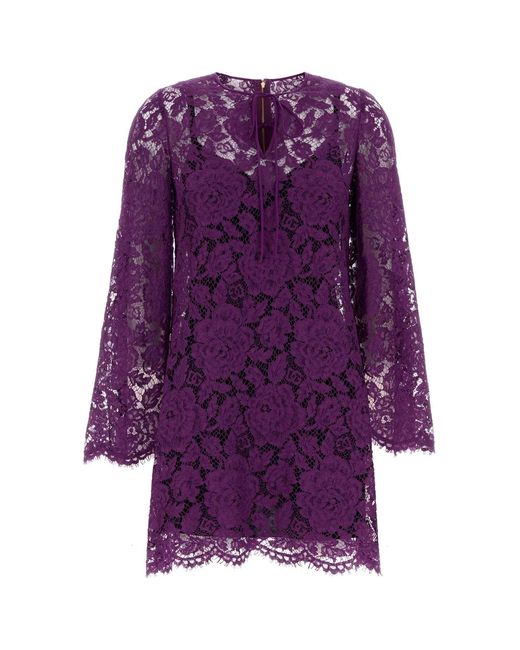 Dolce & Gabbana Purple Lace Dress
