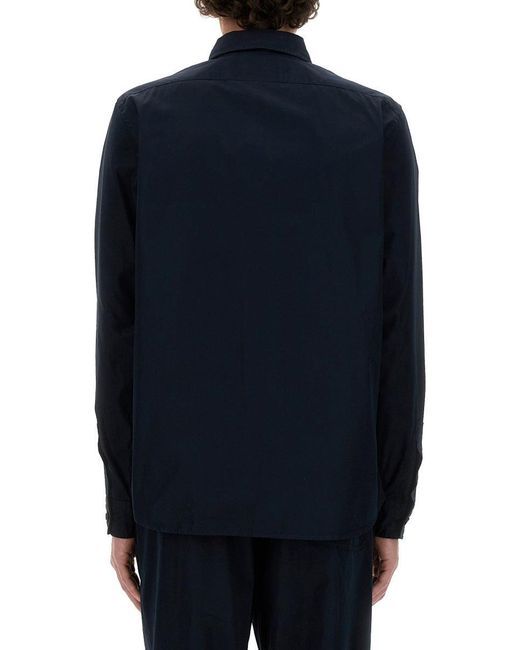 Aspesi Blue Structured Button-Up Shirt for men