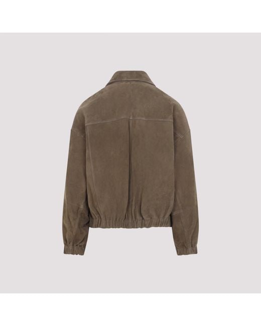 Brunello Cucinelli Suede Leather Jacket in het Brown