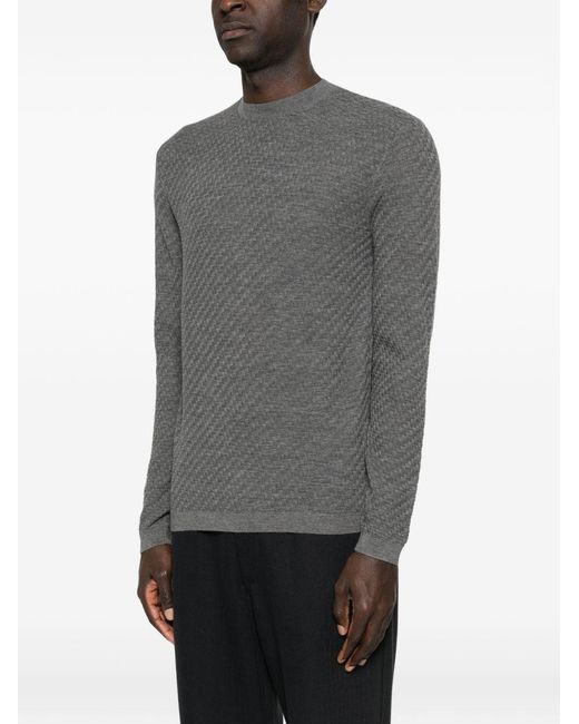 Emporio Armani Gray Wool Crewneck Sweater for men