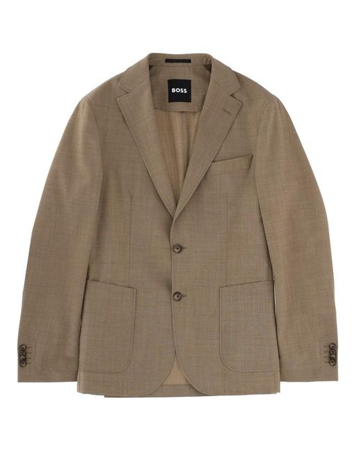 Boss Brown Tailored Wool-Blend Blazer