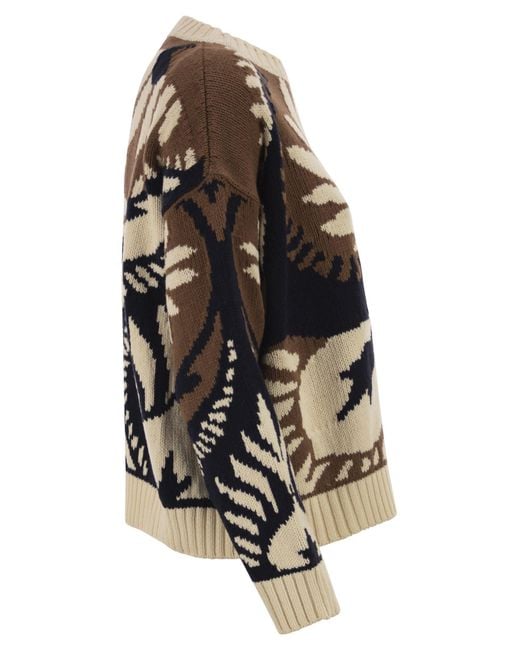 Weekend by Maxmara Black Wkdcelebre Patterned Cotton Crew Neck