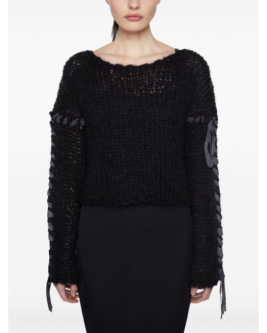 Acne Black Wool Blend Crewneck Sweater
