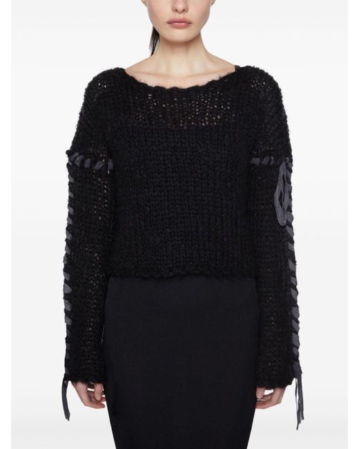 Acne Black Wool Blend Crewneck Sweater