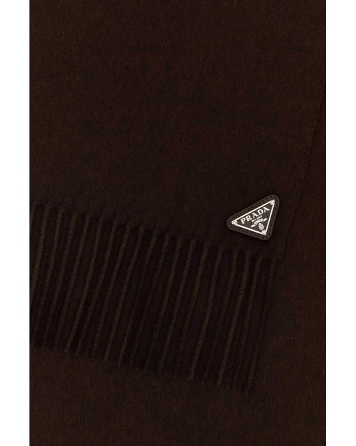 Prada Black Chocolate Silk Blend Scarf for men