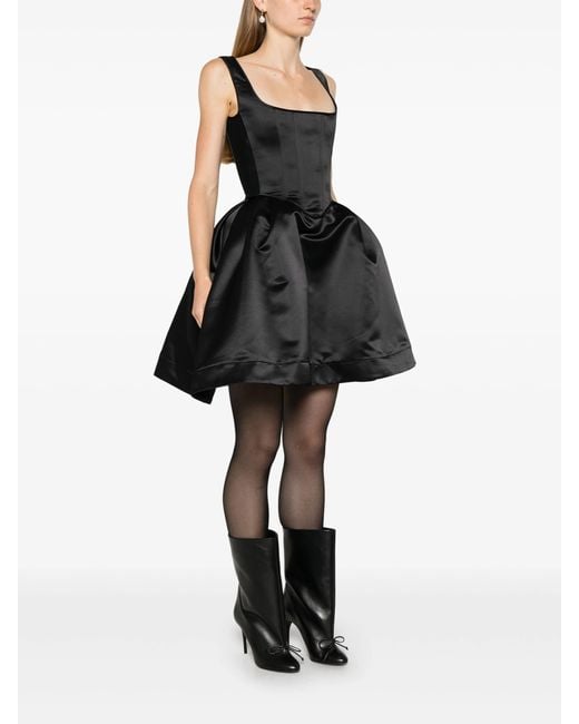 Vivetta Black Duchess Satin Mini Bustier Dress