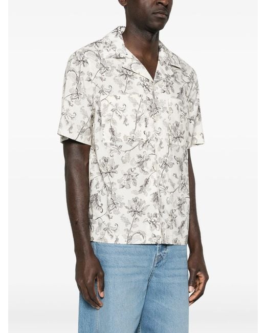 Golden Goose Deluxe Brand White Journey M's Short Sleeves Boxy Shirt Pasifae Printed Cotton