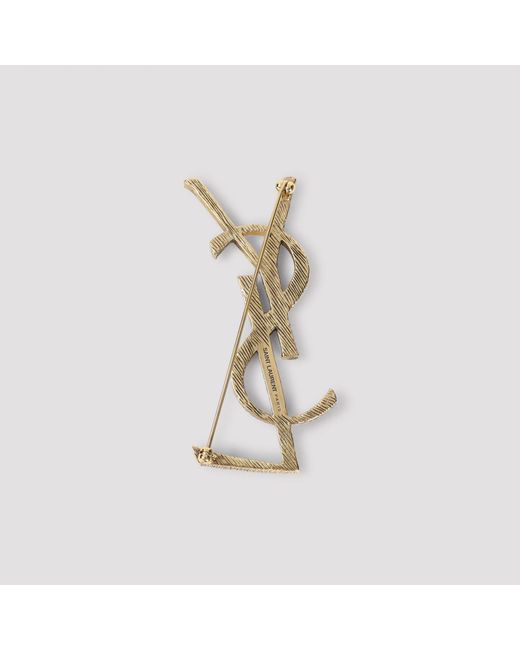 Saint Laurent Metallic Monogramme Brosche