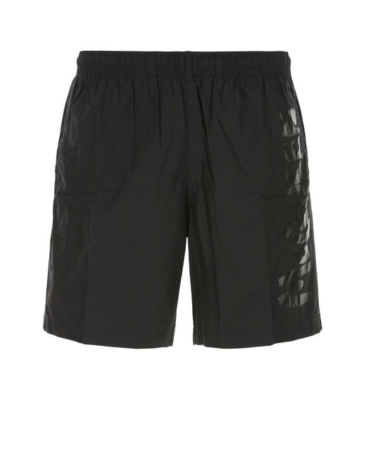 McQueen Black Nylon Swimming Shorts for men