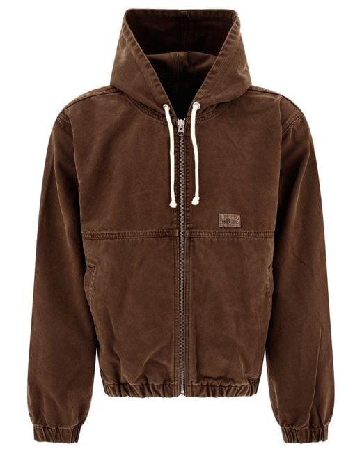 Stussy Brown Work Jacket In Unlined Canvas Jackets for men