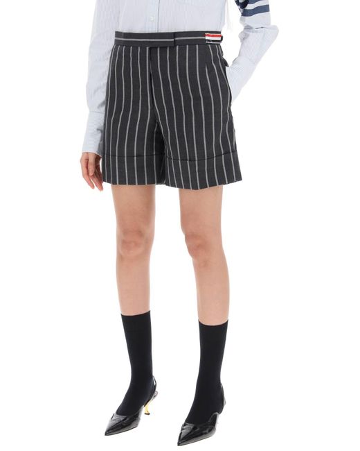 Thom Browne Striped Tailoring Shorts in het Gray