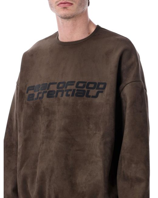 Essentials x Fear Of God Brown Oversized Logo-Print Crewneck Sweatshirt