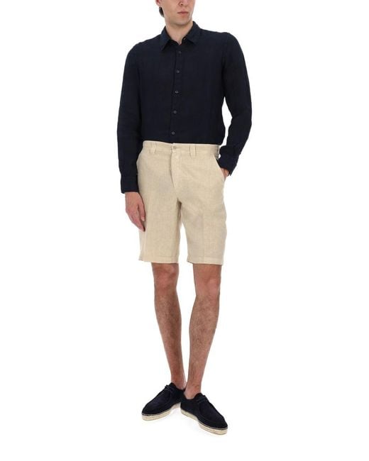 120% Lino Natural Linen Mini Shorts For for men