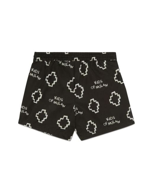 Marcelo Burlon Black Basic Logo Aop Beachwear Shor for men