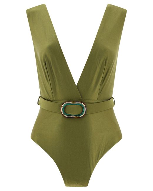 Belted Junie Swimsuit di Zimmermann in Green