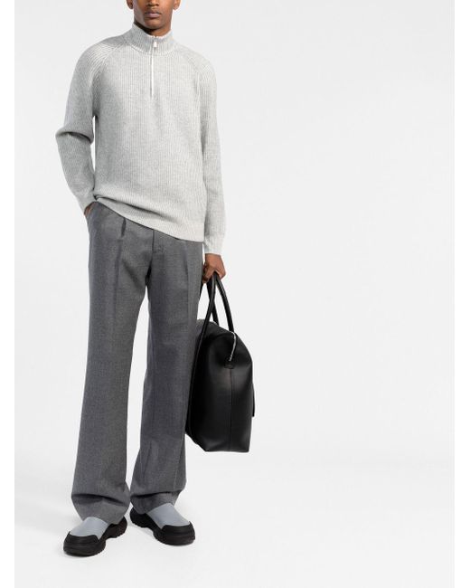 Brunello Cucinelli Gerippter Rollkragenpullover in Gray für Herren