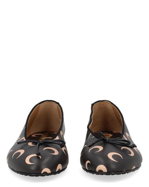MARINE SERRE Black Leather Ballet Flats