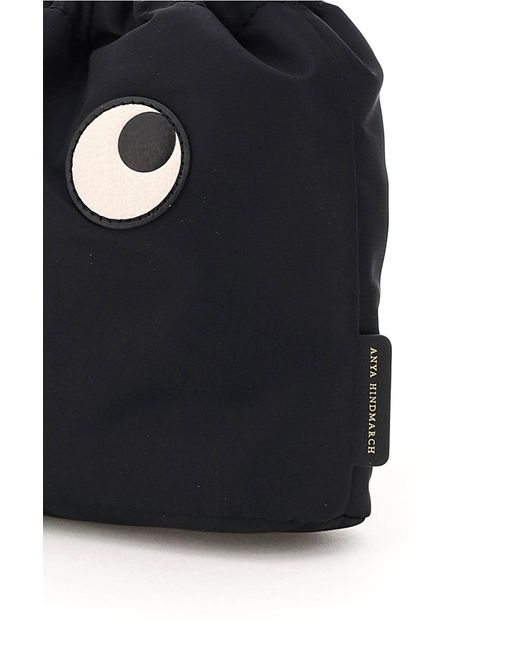 MINI BAG POUCH EYES CON COULISSE di Anya Hindmarch in Black