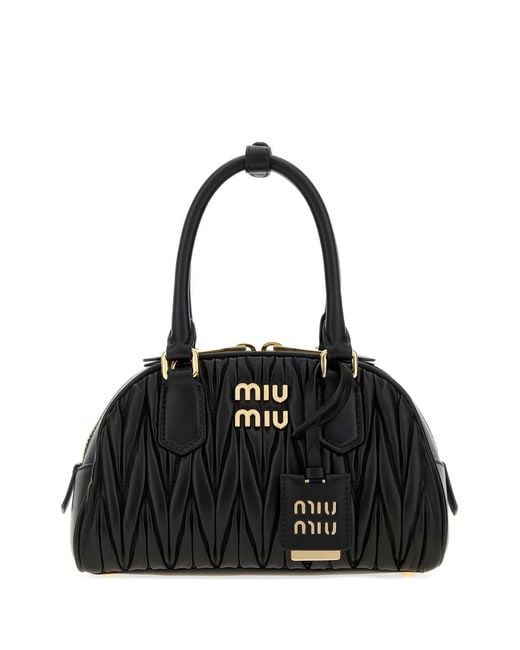 Miu Miu Black Nappa Leather Arcadie Handbag
