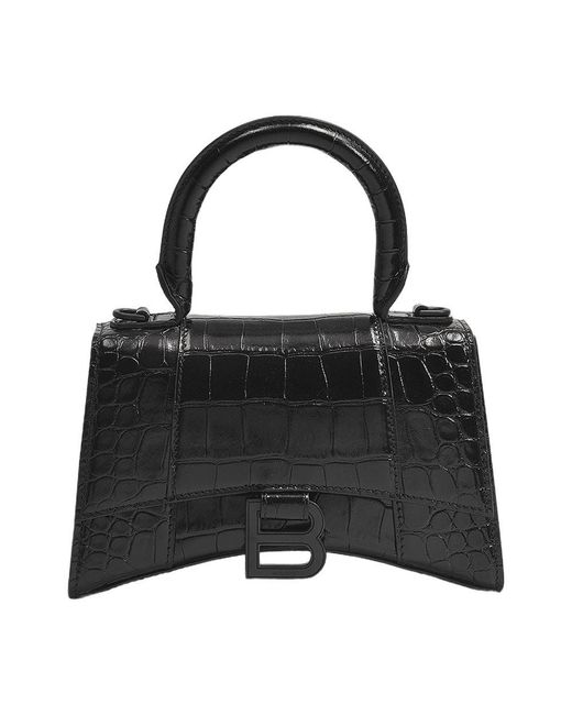 Balenciaga Black Sanduhr Xs Bag schwarzes Leder