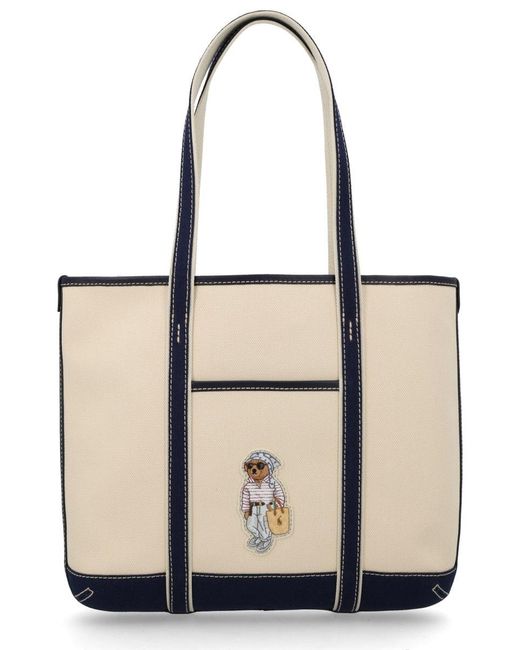 Polo Ralph Lauren Natural Mini Canvas Shoulder Tote Handbag