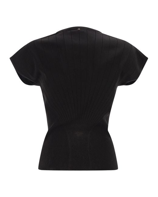 Sportmax Black Spxsamba Ribbed Viscose Jumper