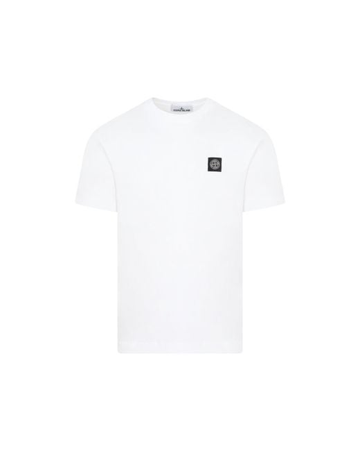 Stone Island White Cotton T Shirt