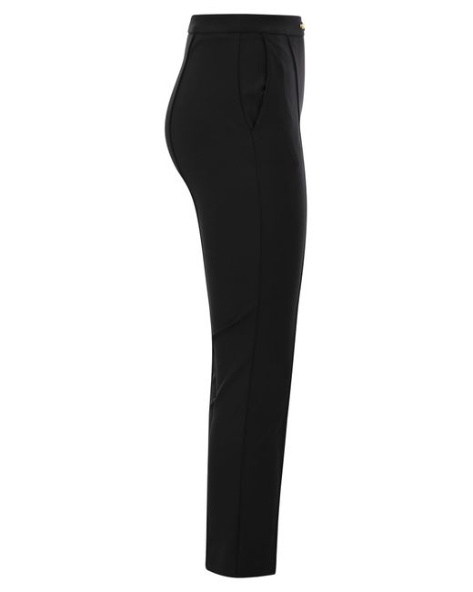 Pantalones rectos en tela técnica bi elástica con sujeción Elisabetta Franchi de color Black