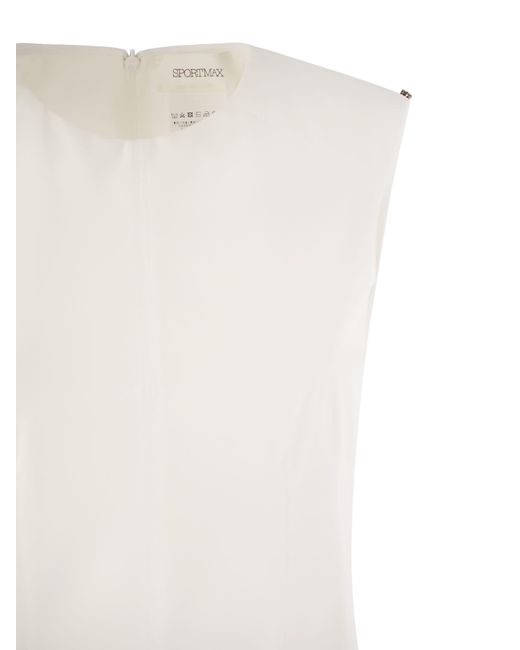 Sportmax White Cariddi Leichtes Trikot -gepolstertes Kleid