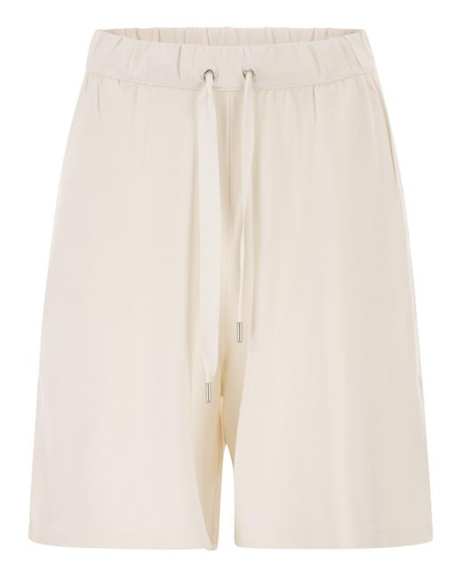 Majestic White Stretch Viscose Bermuda Shorts With Drawstring Waist